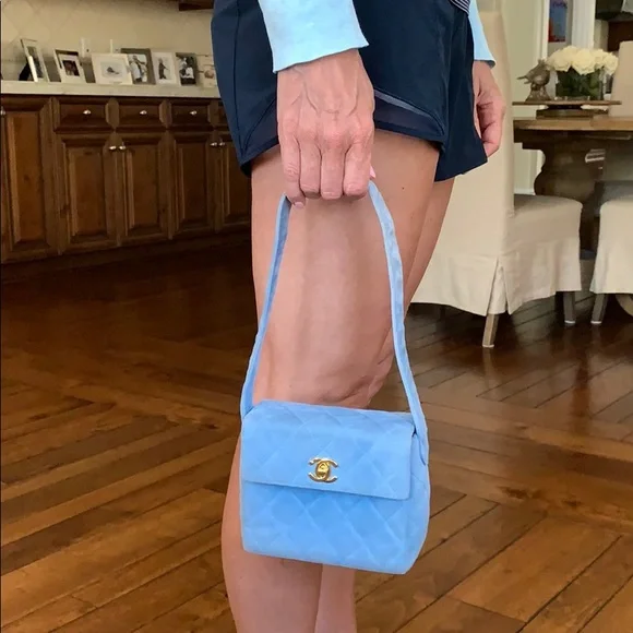 CHANEL Blue Mini Bag with Gold Accents - Picture 9 of 10